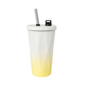 YELONA 600 ml Vacuum Insulated Tumbler with Retractable Straw | Stainless Steel Portable Mug for Hot & Cold Beverages | Leak-Proof, Twist-Off Lid Flask for Coffee, Tea, Juices & More – Gradient Yellow