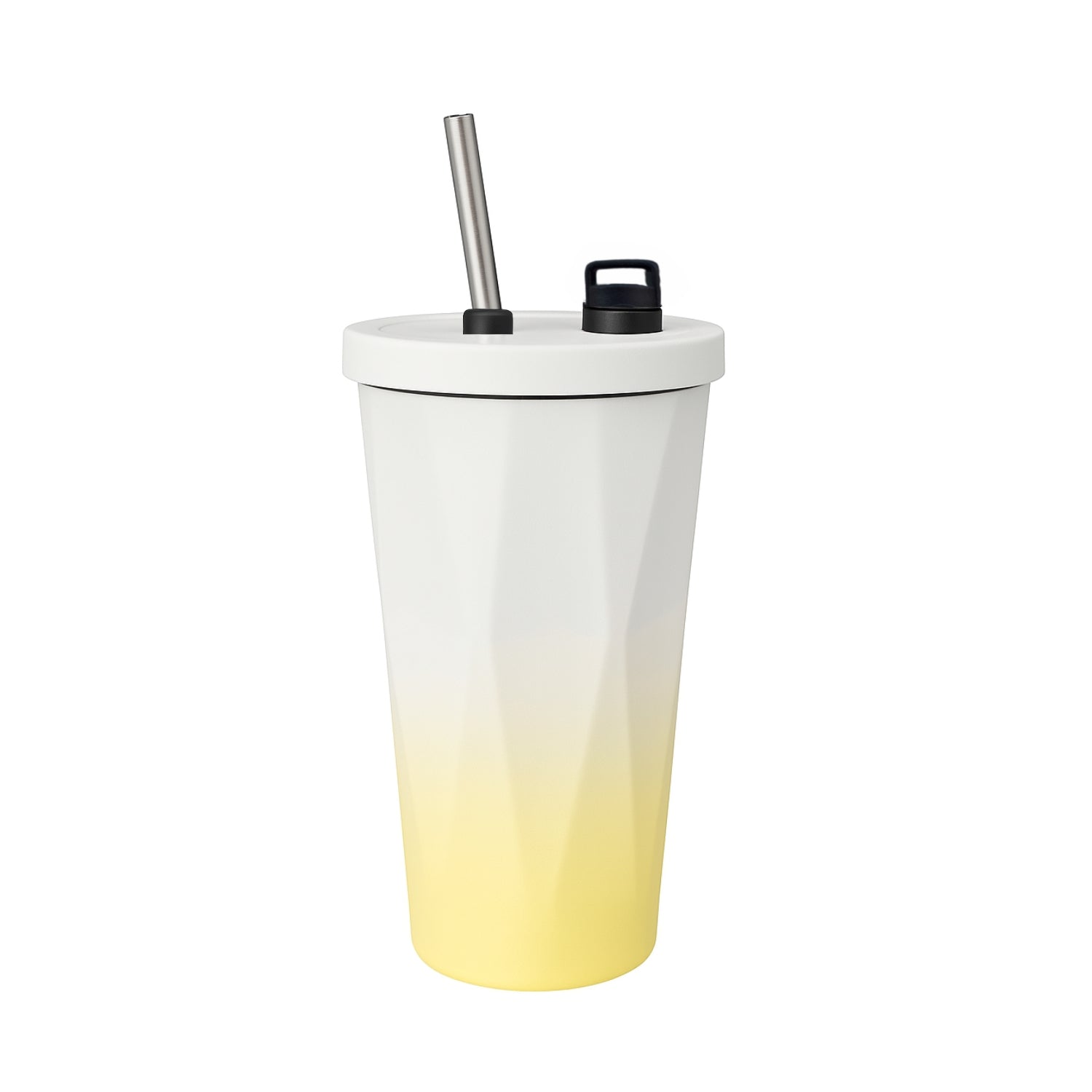 YELONA 600 ml Vacuum Insulated Tumbler with Retractable Straw | Stainless Steel Portable Mug for Hot & Cold Beverages | Leak-Proof, Twist-Off Lid Flask for Coffee, Tea, Juices & More – Gradient Yellow