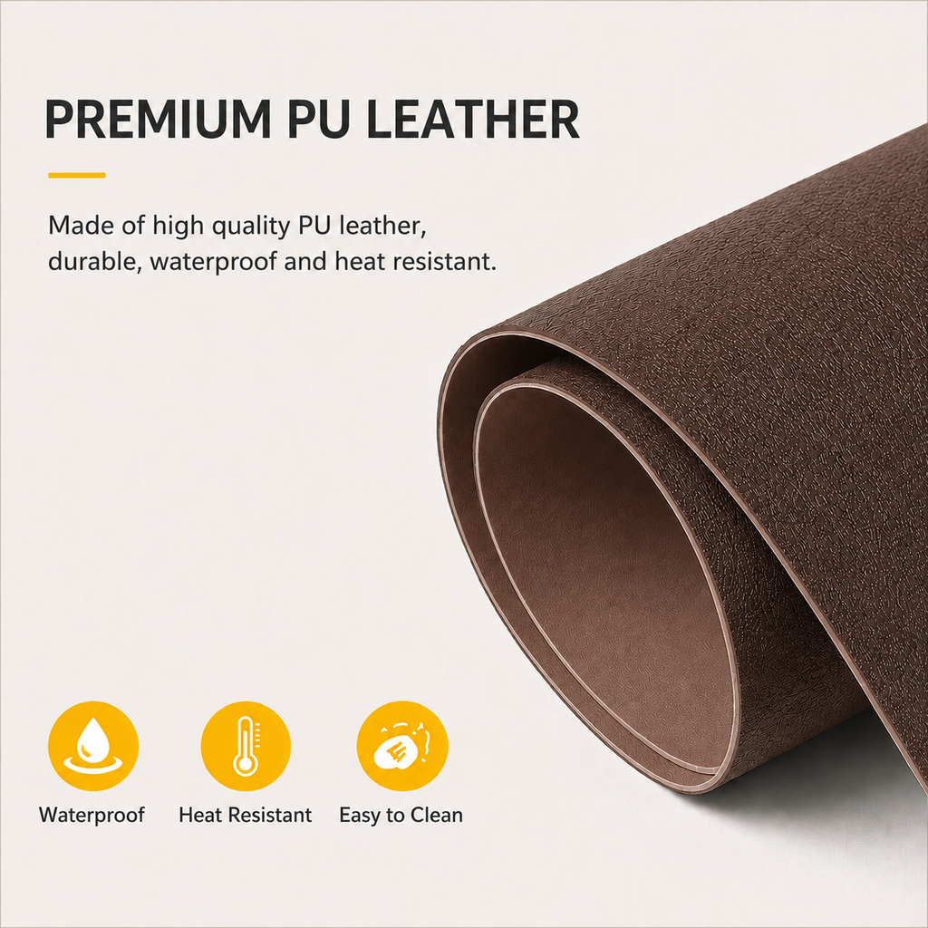 Yelona Premium Double-Sided PU Leather Placemat Set of 4 | Reversible Waterproof Heat Resistant Table Mats | Kitchen Dining Accessories | 45 x 30 cm (Dark Coffee)