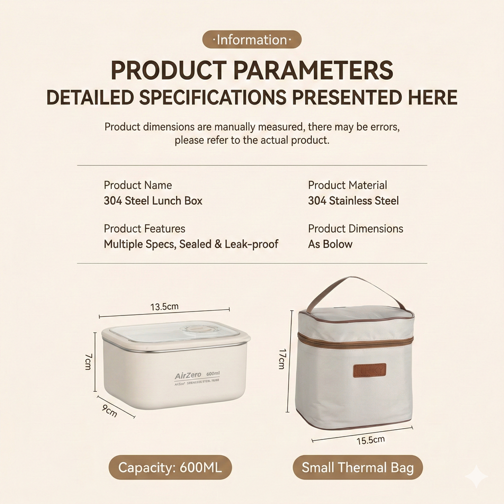 YELONA Stainless Steel Bento Lunch Box Set with Insulated Bag - Microwave & Dishwasher Safe Tiffin Box for Office & School, Leak-Proof Meal Prep Containers - 1200ml (2 x 600ml), Beige