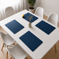 Yelona Premium Double-Sided PU Leather Placemat Set of 4 | Reversible Waterproof Heat Resistant Table Mats | Kitchen Dining Accessories | 45 x 30 cm (Navy Blue & Yellow)