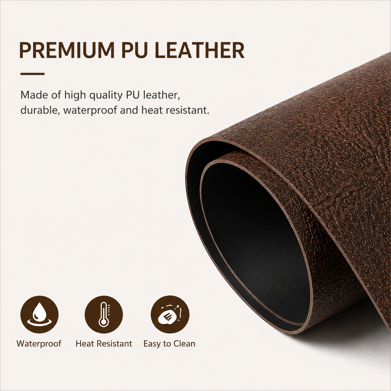 Yelona Premium Double-Sided PU Leather Placemat Set of 4 | Reversible Waterproof Heat Resistant Table Mats | Kitchen Dining Accessories | 45 x 30 cm (Charcoal Brown & Black)