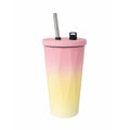 YELONA 600 ml Vacuum Insulated Tumbler with Retractable Straw | Stainless Steel Portable Mug for Hot & Cold Beverages | Leak-Proof, Twist-Off Lid Flask for Coffee, Tea, Juices & More – Gradient Pink