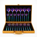 Yelona 24-Piece Cutlery Set with Storage Box | SUS410 Stainless Steel Dinner Set | Luxury Gift Set with Carry Case | Premium Spoon Fork Knife Set for Dining & Festive Gifting - Rainbow