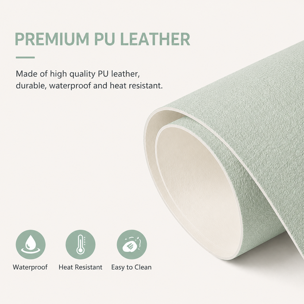 Yelona Premium Double-Sided PU Leather Placemat Set of 4 | Reversible Waterproof Heat Resistant Table Mats | Kitchen Dining Accessories | 45 x 30 cm (Mint Green & Ivory)