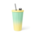YELONA 600 ml Vacuum Insulated Tumbler with Retractable Straw | Stainless Steel Portable Mug for Hot & Cold Beverages | Leak-Proof, Twist-Off Lid Flask for Coffee, Tea, Juices & More – Gradient Green