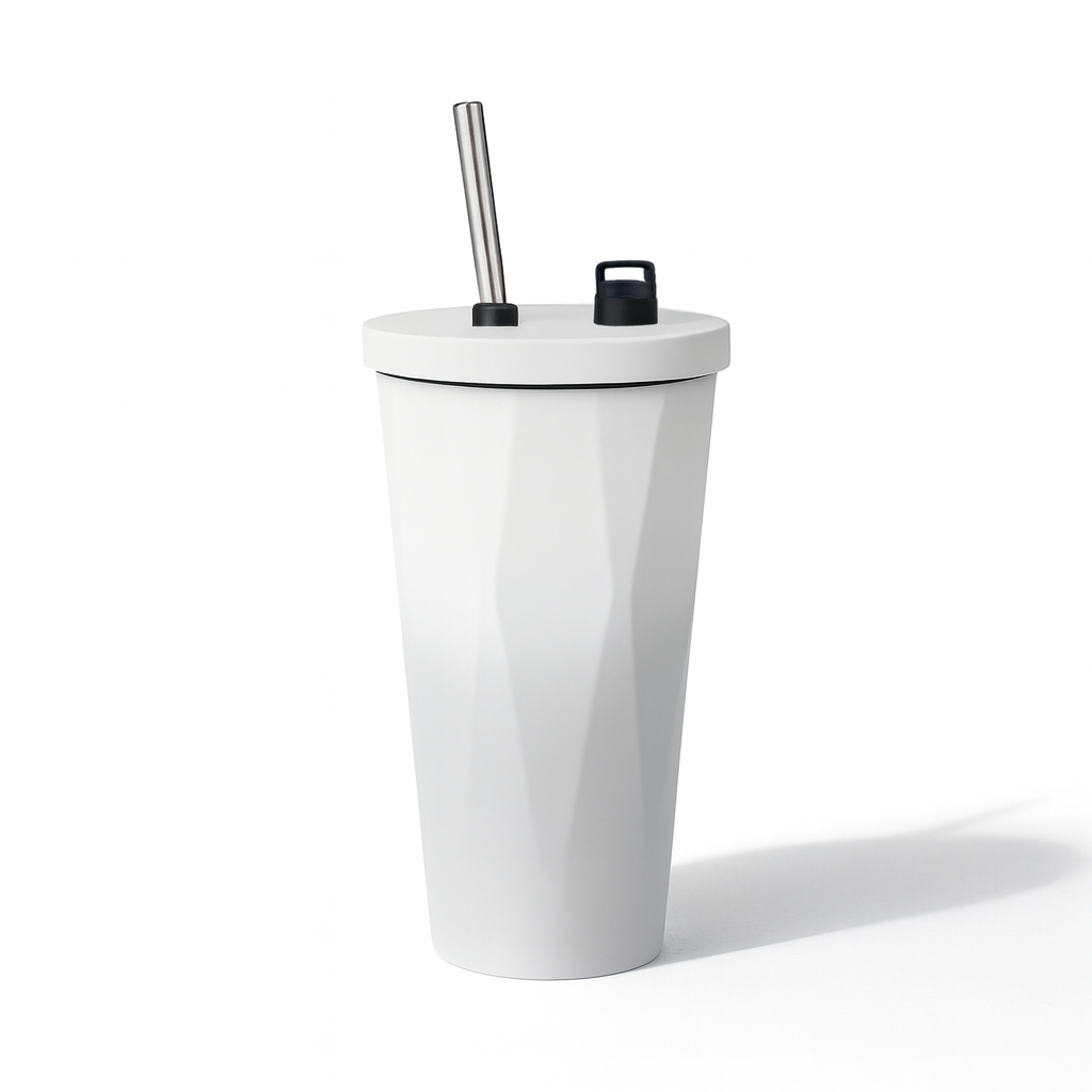 YELONA 600 ml Vacuum Insulated Tumbler with Retractable Straw | Stainless Steel Portable Mug for Hot & Cold Beverages | Leak-Proof, Twist-Off Lid Flask for Coffee, Tea, Juices & More – Gradient Grey