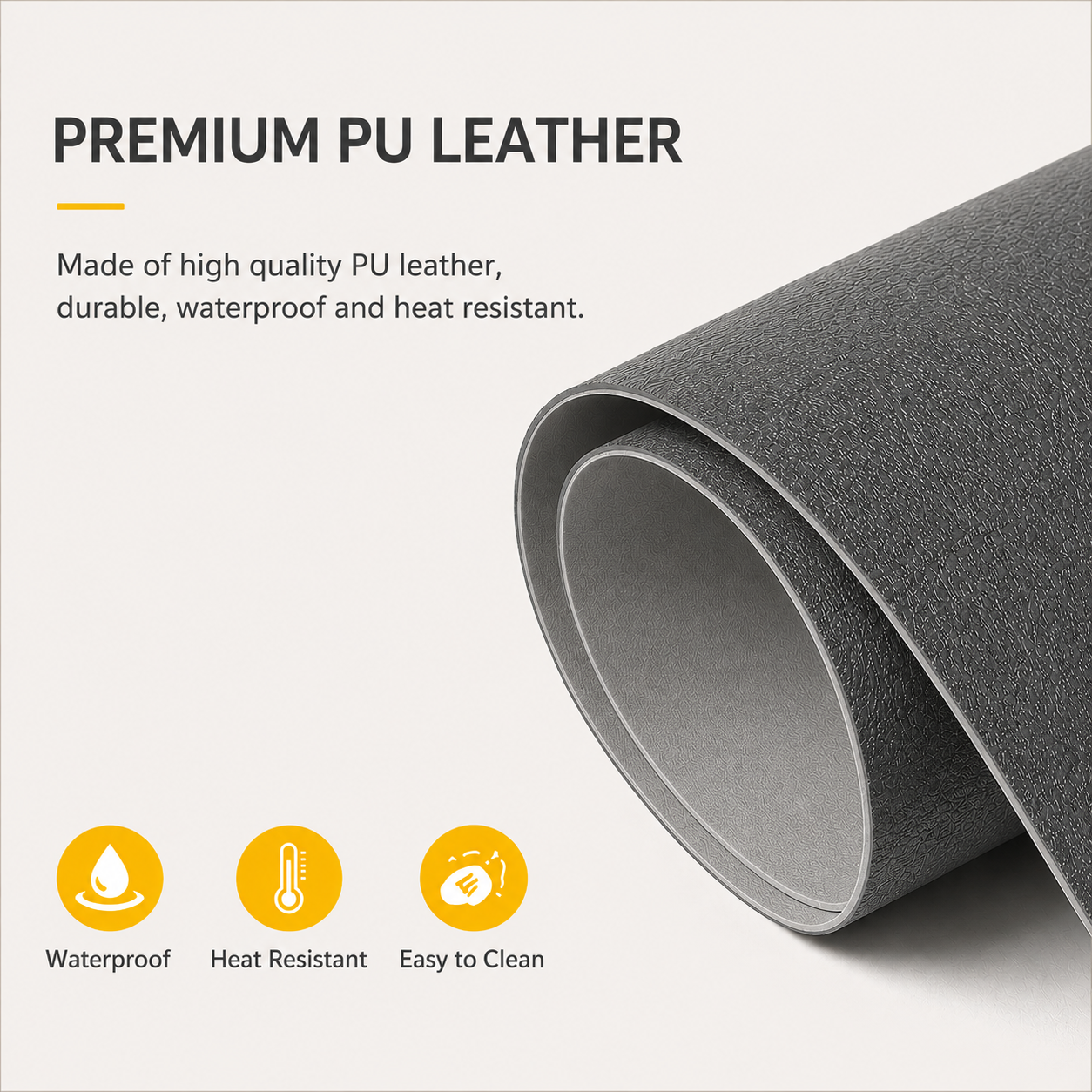 Yelona Premium Double-Sided PU Leather Placemat Set of 4 | Reversible Waterproof Heat Resistant Table Mats | Kitchen Dining Accessories | 45 x 30 cm (Space Grey)